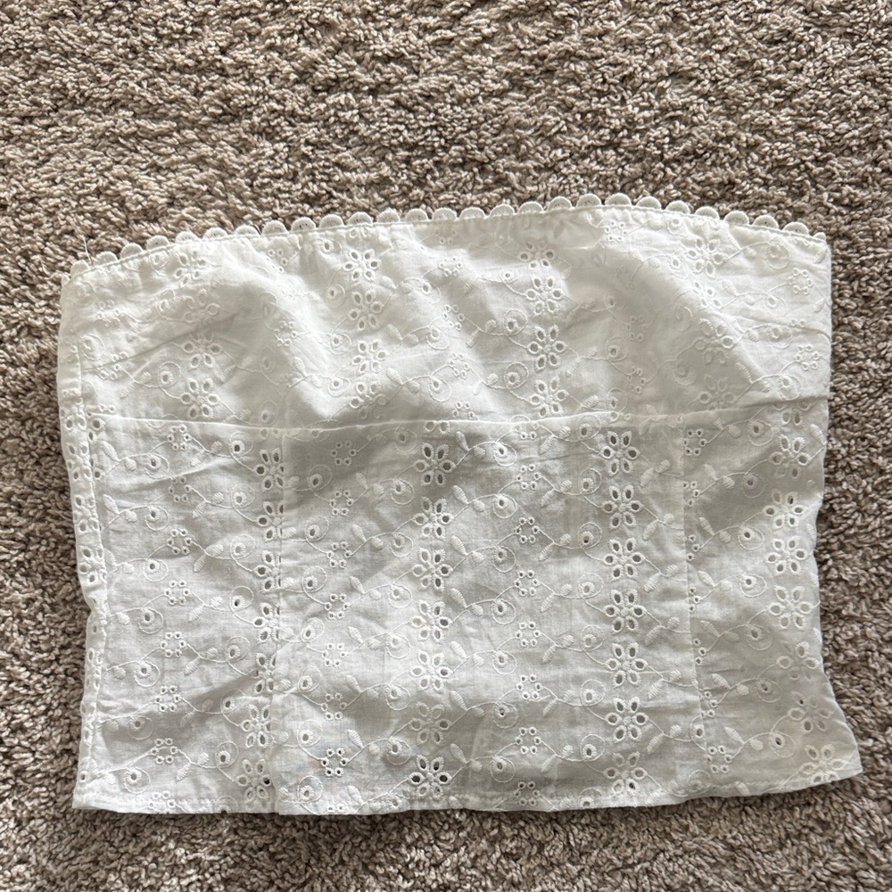 Eyelet White Tube Top